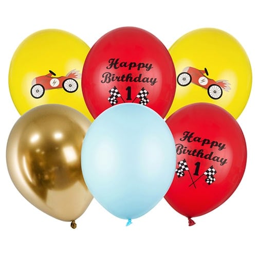 Racing Happy Birthday Air Fill Latex Balloons 30cm / 12 in - Pack of 6 Product Image