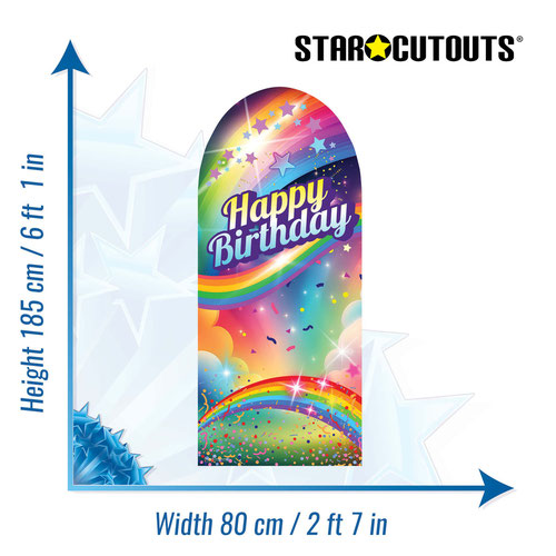 Rainbow Birthday Single Backdrop Cardboard Cutout 185cm Product Gallery Image