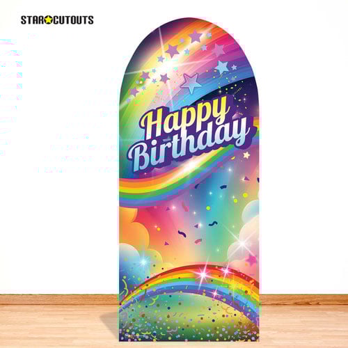 Rainbow Birthday Single Backdrop Cardboard Cutout 185cm Product Gallery Image