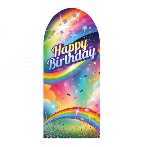 Rainbow Birthday Single Backdrop Cardboard Cutout 185cm Product Gallery Image