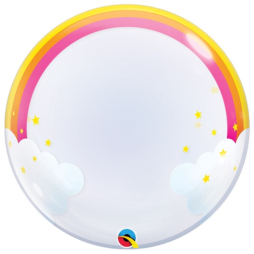 Rainbow Clouds Deco Bubble Helium Qualatex Balloon 61cm / 24 in Product Gallery Image