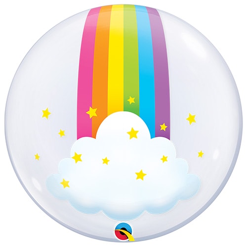 Rainbow Clouds Deco Bubble Helium Qualatex Balloon 61cm / 24 in Product Gallery Image