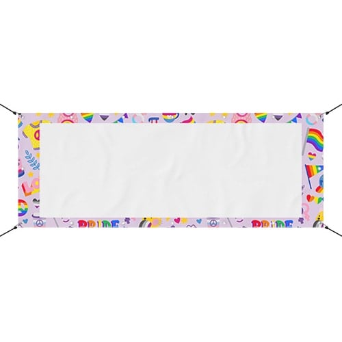 Rainbow Flag Doodles LGBTQ+ Gay Pride Design Medium Personalised Banner – 6ft x 2.25ft