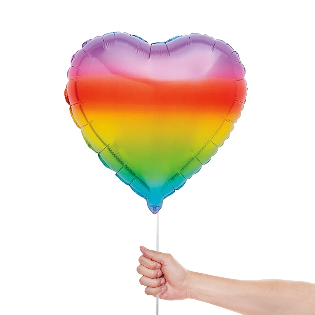 Rainbow Heart Shape Foil Helium Balloon 46cm / 18 in Product Gallery Image