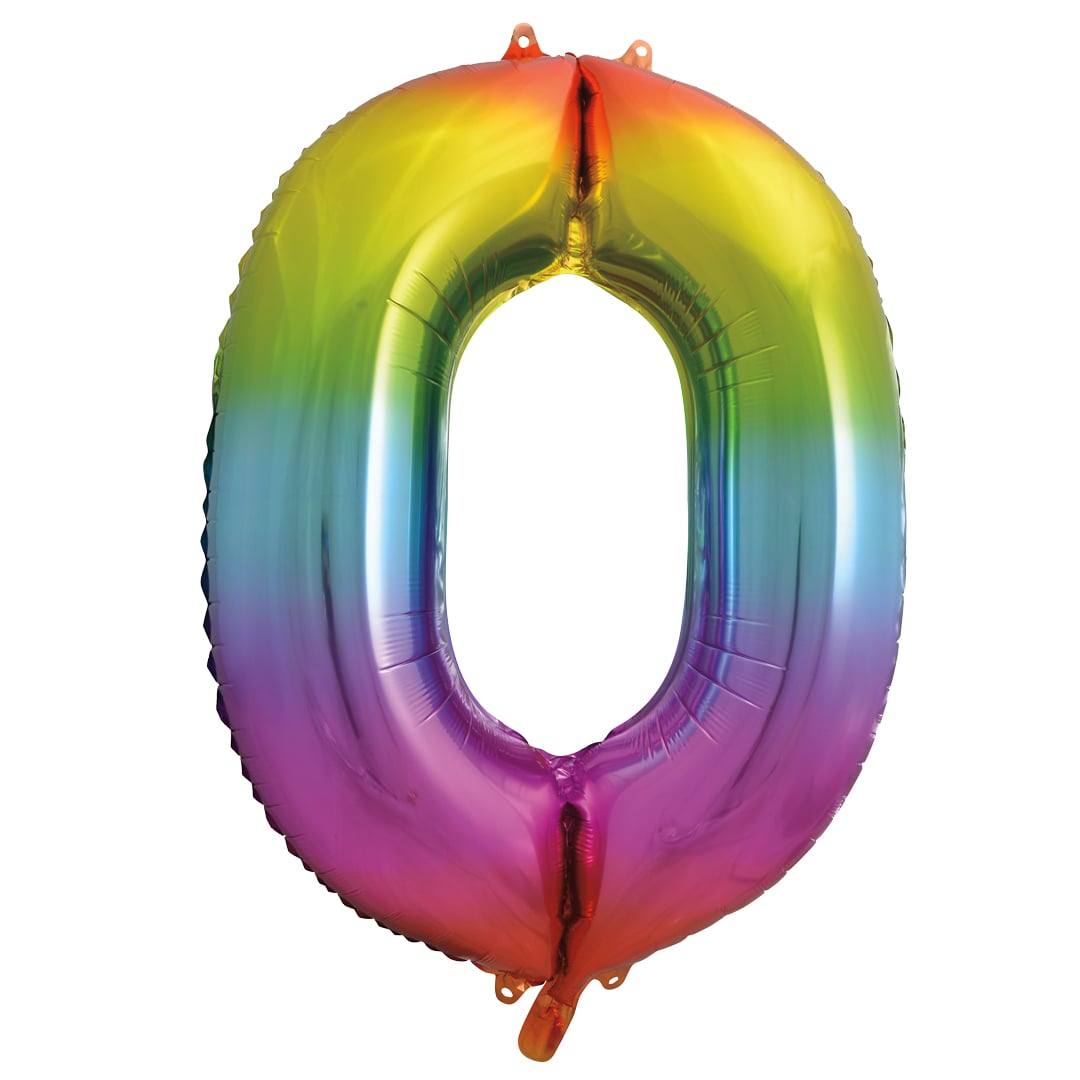 Rainbow Number 0 Giant Foil Balloon 86cm / 34 in