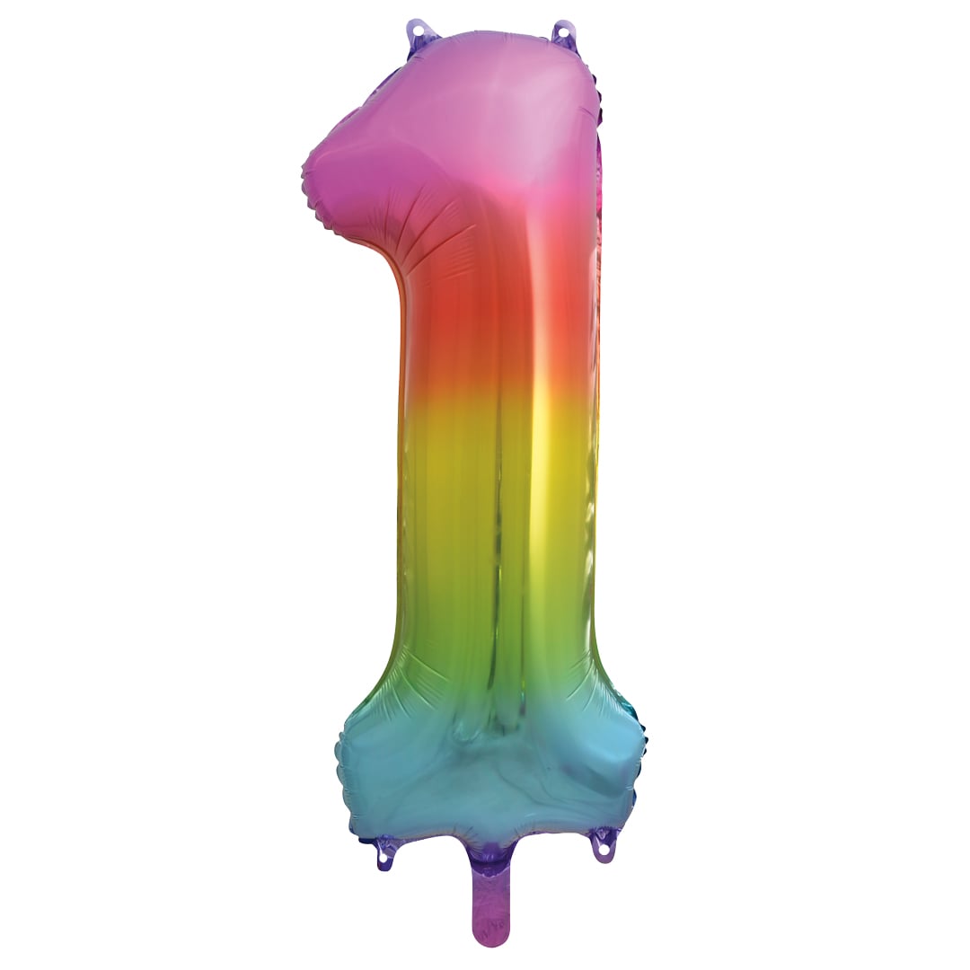 Rainbow Number 1 Giant Foil Balloon 86cm / 34 in