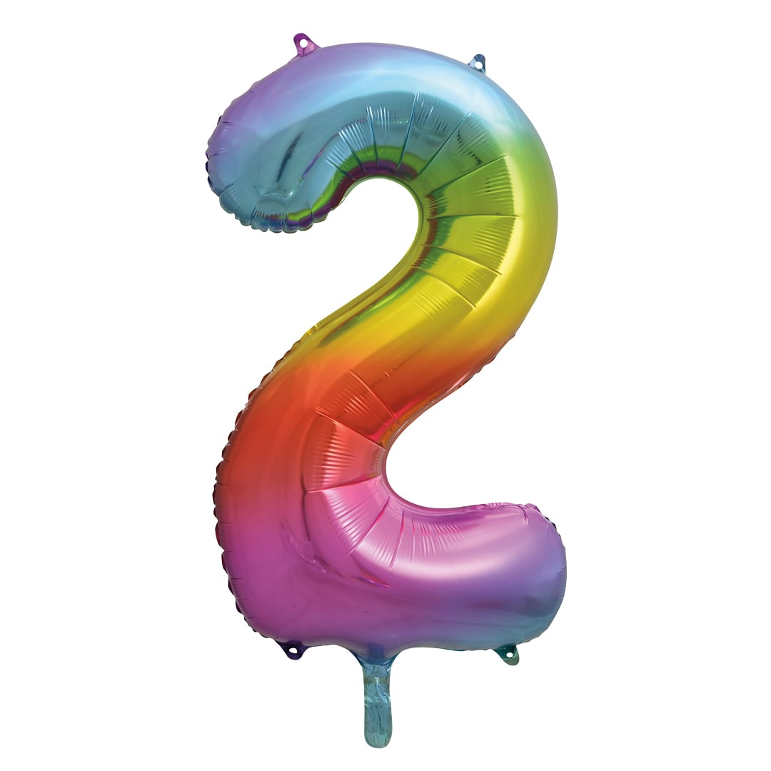 Rainbow Number 2 Giant Foil Balloon 86cm / 34 in