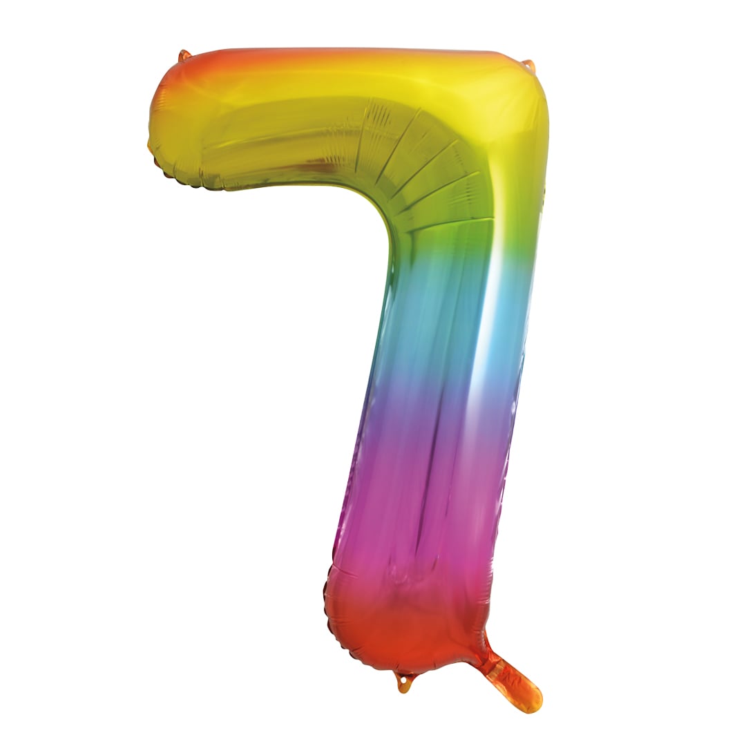 Rainbow Number 7 Giant Foil Balloon 86cm / 34 in