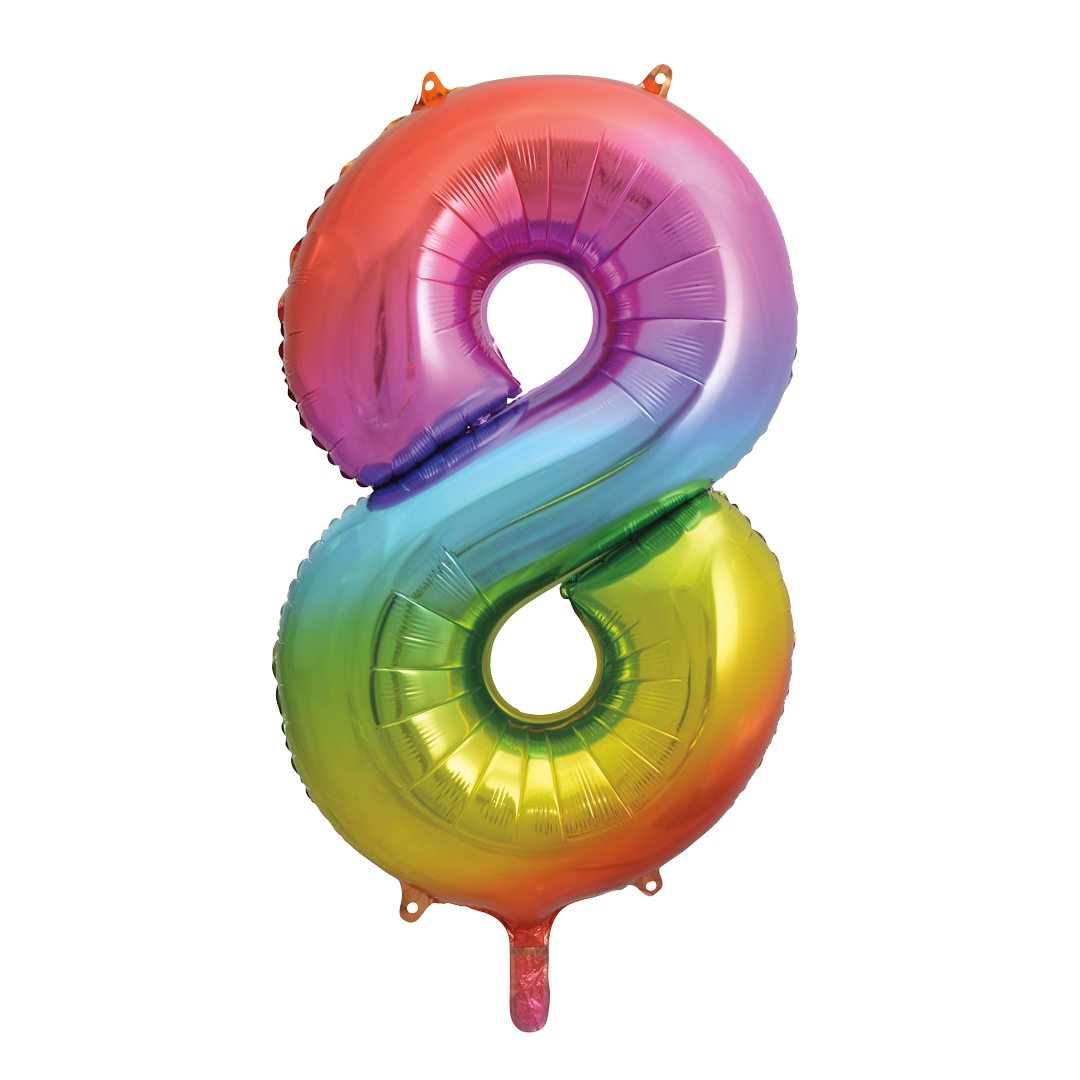 Rainbow Number 8 Giant Foil Balloon 86cm / 34 in