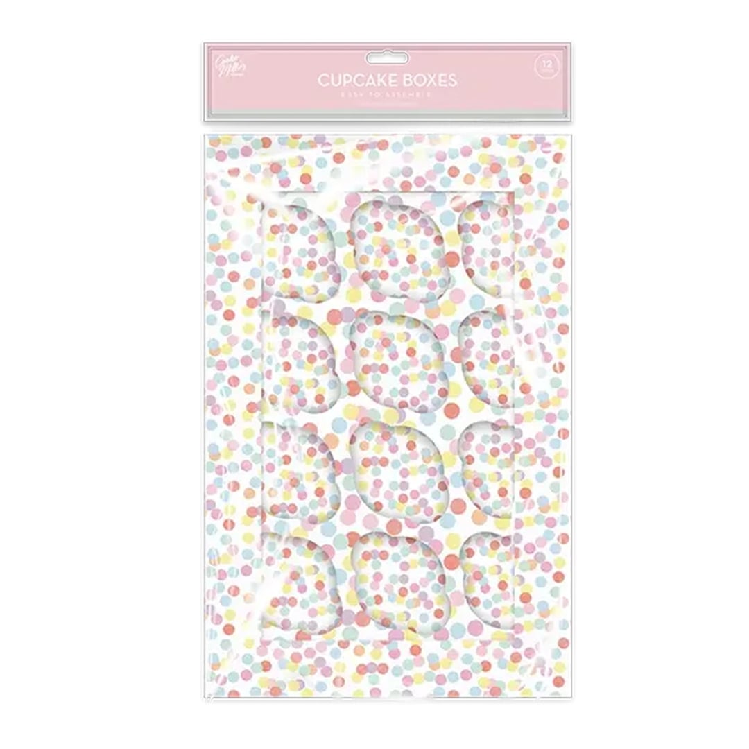Rainbow Polka Dot Twelve Hole Cupcake Box View 2