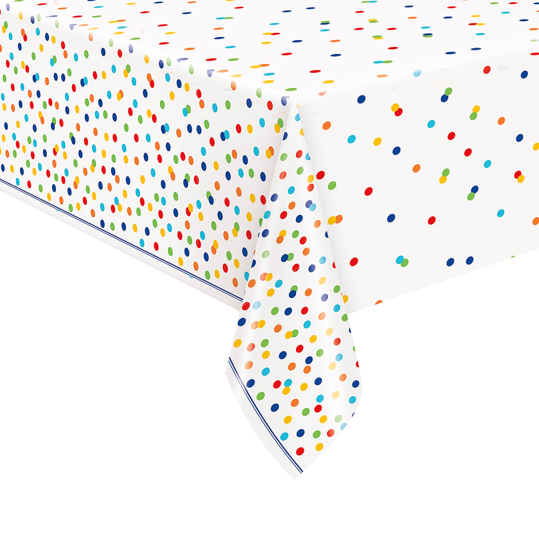 Rainbow Polka Dots Rectangular Plastic Tablecover 213cm x 137cm