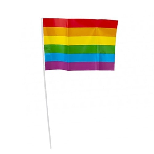 Rainbow Pride Plastic Hand Flag on Stick 30cm - Pack of 5 Product Image