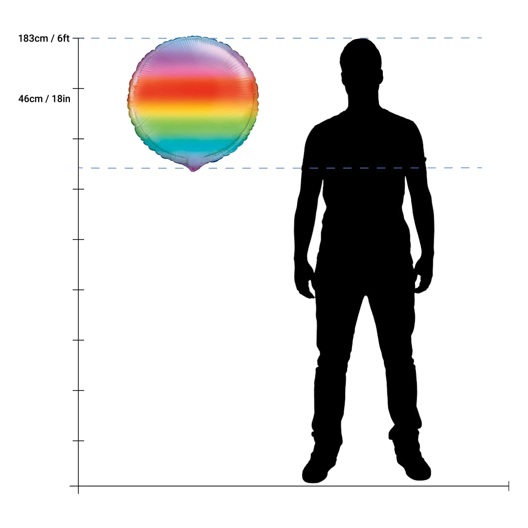 Rainbow Round Foil Helium Balloon 46cm / 18 in Product Gallery Image