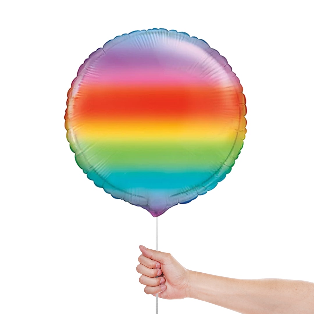 Rainbow Round Foil Helium Balloon 46cm / 18 in Product Gallery Image