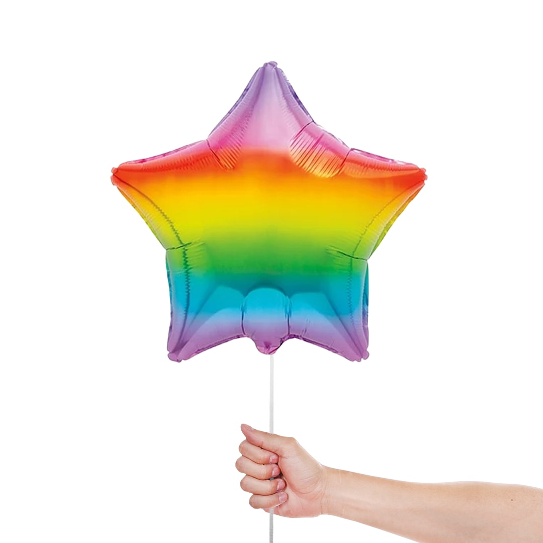 Rainbow Star Foil Helium Balloon 46cm / 18 in Product Gallery Image
