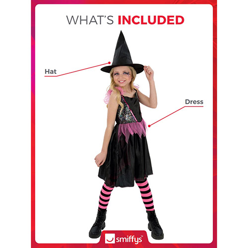 Rainbow Web Witch Girls Fancy Dress Costume Kids Small - Age 4-6 Product Gallery Image