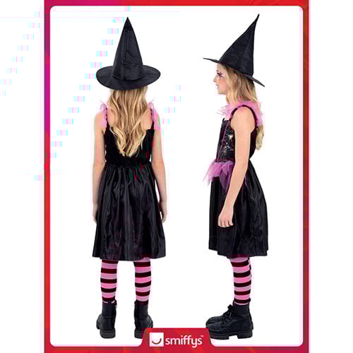 Rainbow Web Witch Girls Fancy Dress Costume Kids Small - Age 4-6 Product Gallery Image