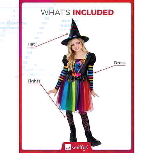 Rainbow Witch Girls Fancy Dress Costume Kids Small - Age 4-6 Product Gallery Image