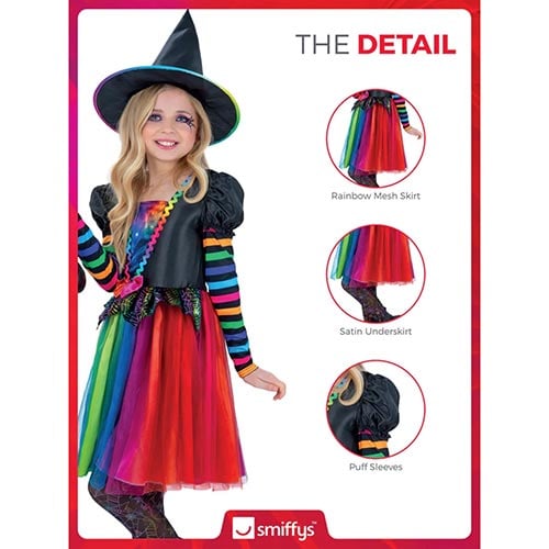 Rainbow Witch Girls Fancy Dress Costume Kids Small - Age 4-6 Product Gallery Image