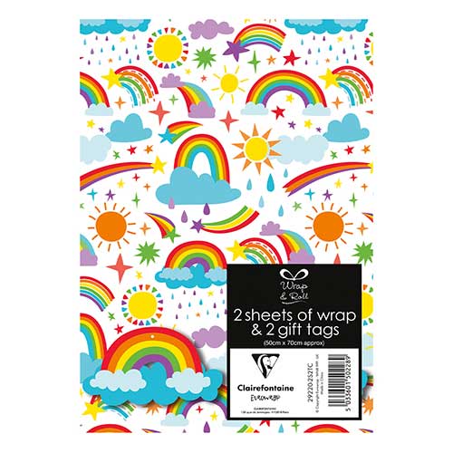 Rainbows & Sunshine Gift Wrapping Paper Sheets with Tags - Pack of 2 Product Gallery Image