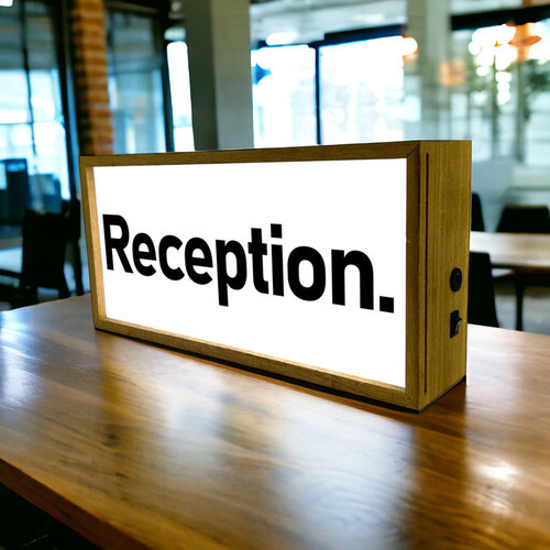 Reception LED Light Box Wood Room Sign Product Gallery Image