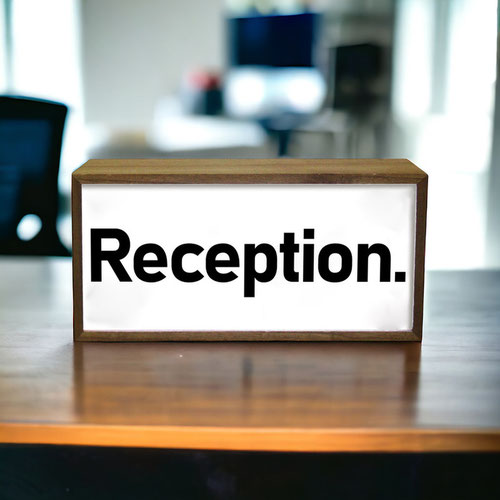 Reception LED Light Box Wood Room Sign Product Gallery Image