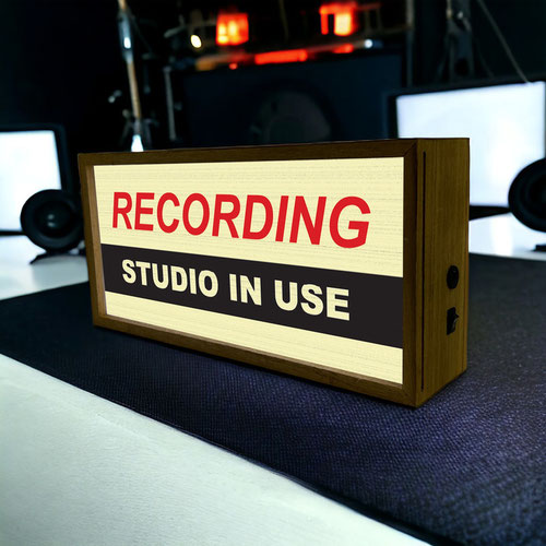 Recording Studio In Use LED Light Box Wood Room Sign Product Gallery Image