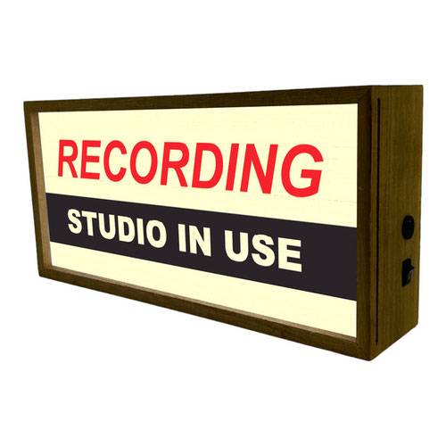Recording Studio In Use LED Light Box Wood Room Sign Product Gallery Image