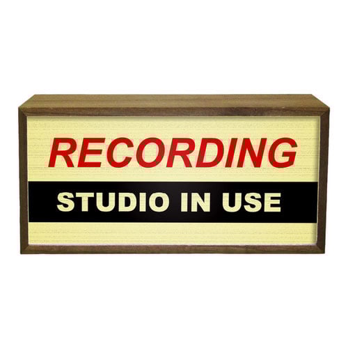 Recording Studio In Use LED Light Box Wood Room Sign Product Gallery Image
