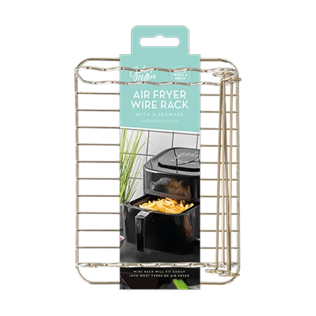 Rectangular Steel Air Fryer Rack with 4 Skewers