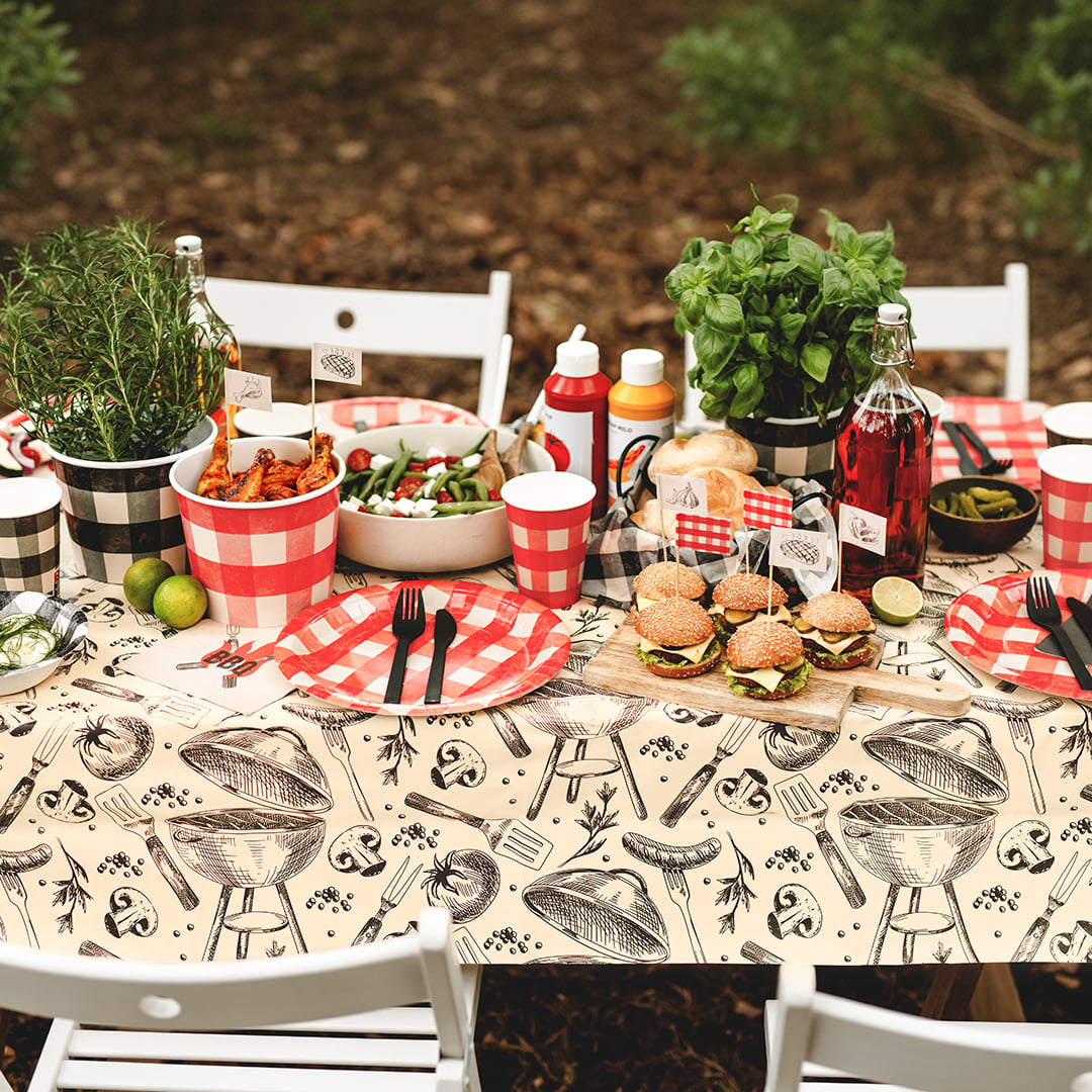 Red & Black Checkered Gingham Picnic & Barbecue Paper Cups 400ml - Pack of 6 Product Gallery Image