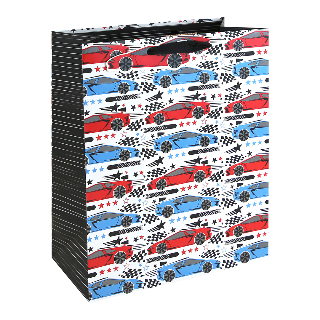 Red & Blue Racing Cars Large Gift Bag 33cm