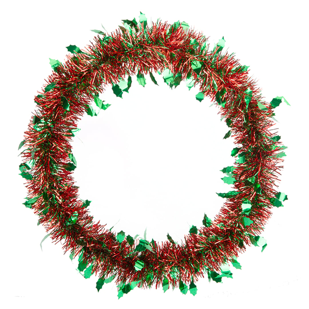 Red & Green Christmas Holly Wreath Hanging Decoration 30cm
