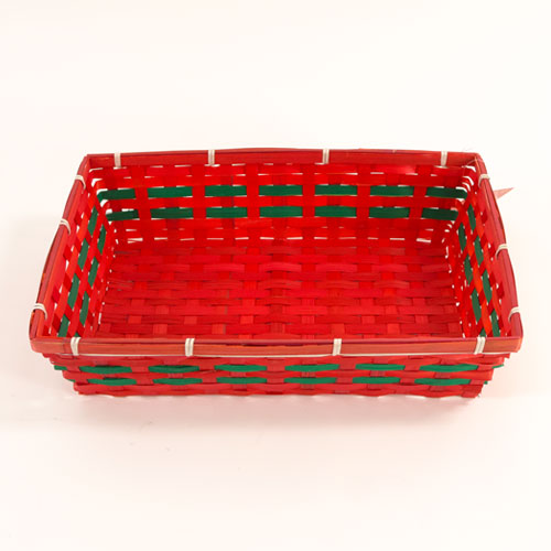Red & Green Christmas Woven Bamboo Hamper Gift Basket 42cm Product Gallery Image