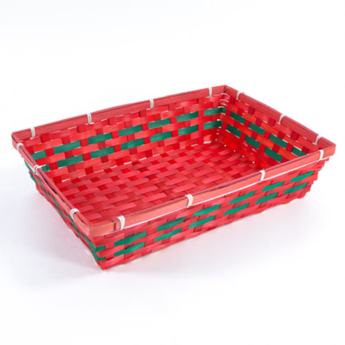 Red & Green Christmas Woven Bamboo Hamper Gift Basket 42cm Product Gallery Image
