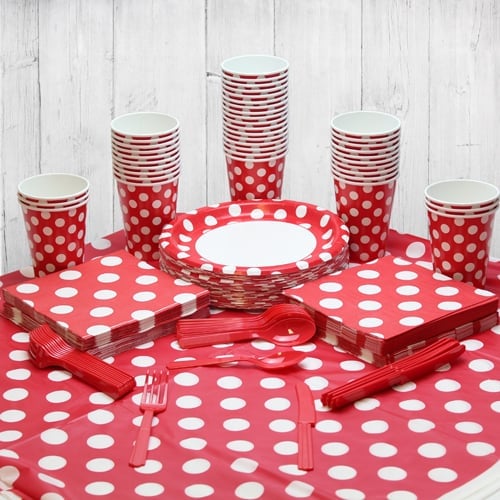 Ruby Red Decorative Dot 54 Person Party Pack Product Image