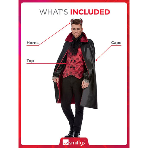 Red & Black Devil Fancy Dress Costume Adult Mens Large Product Gallery Image