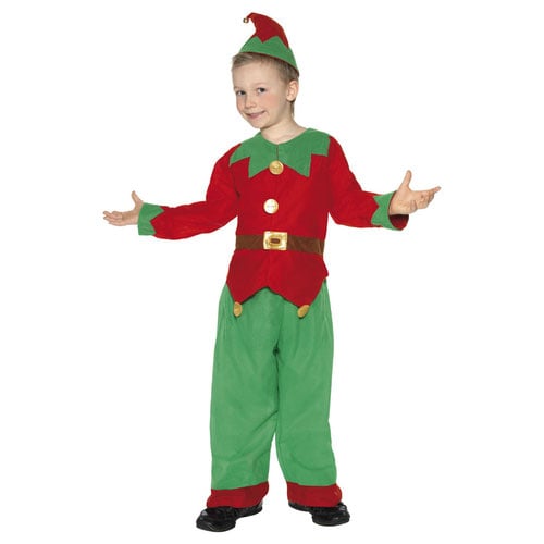 Red & Green Elf Fancy Dress Costume Kids Unisex Small - Age 4-6 Product Gallery Image