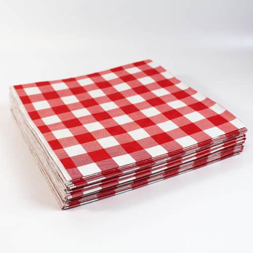 Red and White Chequered Paper Tablecover - 90cm x 90cm - Pack of 25 Product Image