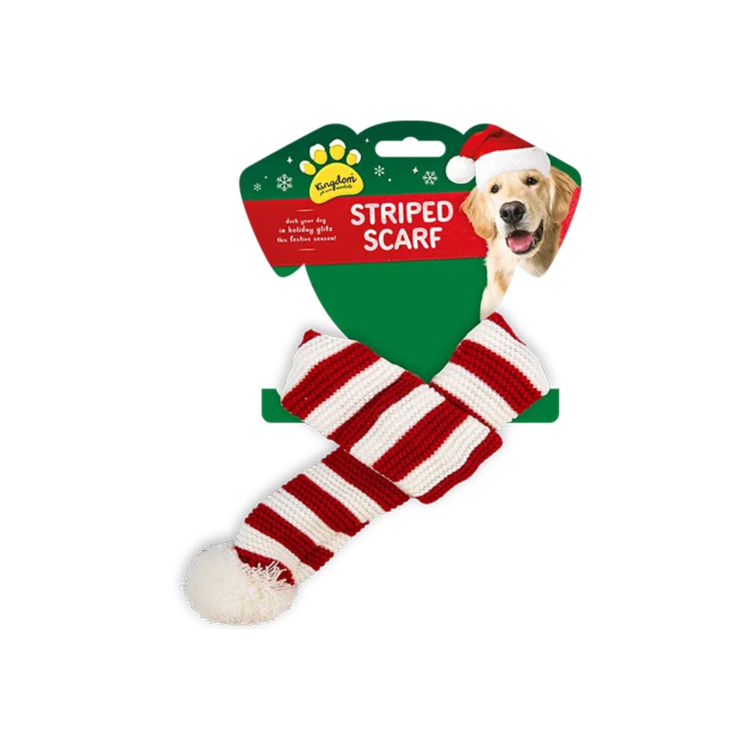 Red and White Stripe Christmas Scarf Pet Accessory 50cm