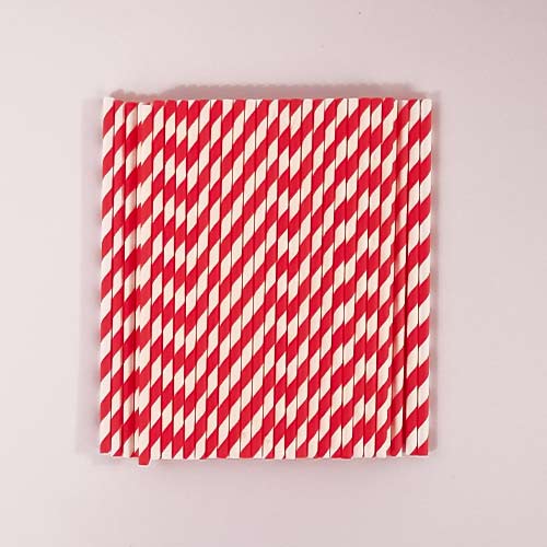 Red Biodegradable Paper Straws - Pack of 50 Product Gallery Image