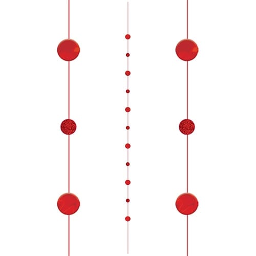 Red Circles Fun String Balloon Tail 182cm Product Gallery Image
