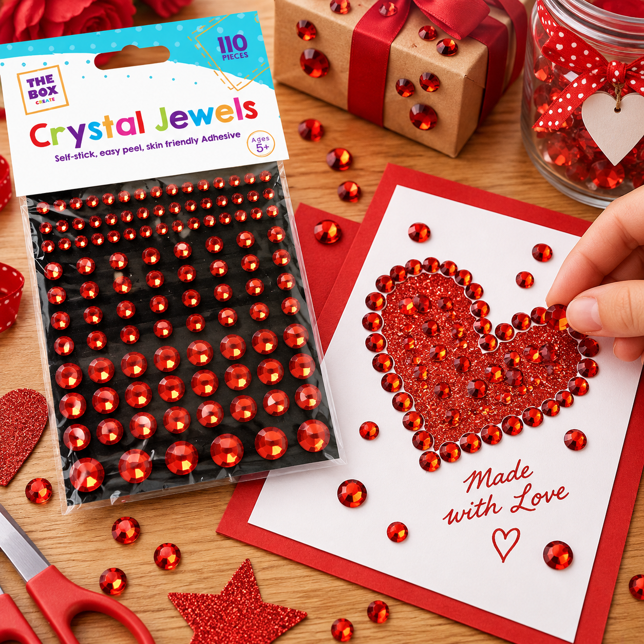 Red Crystal Jewels Self Adhesive Decorative Craft Gems - Pack of 110