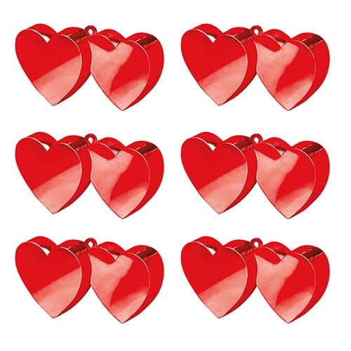 Red Double Heart Balloon Weights - Pack of 6 Product Image