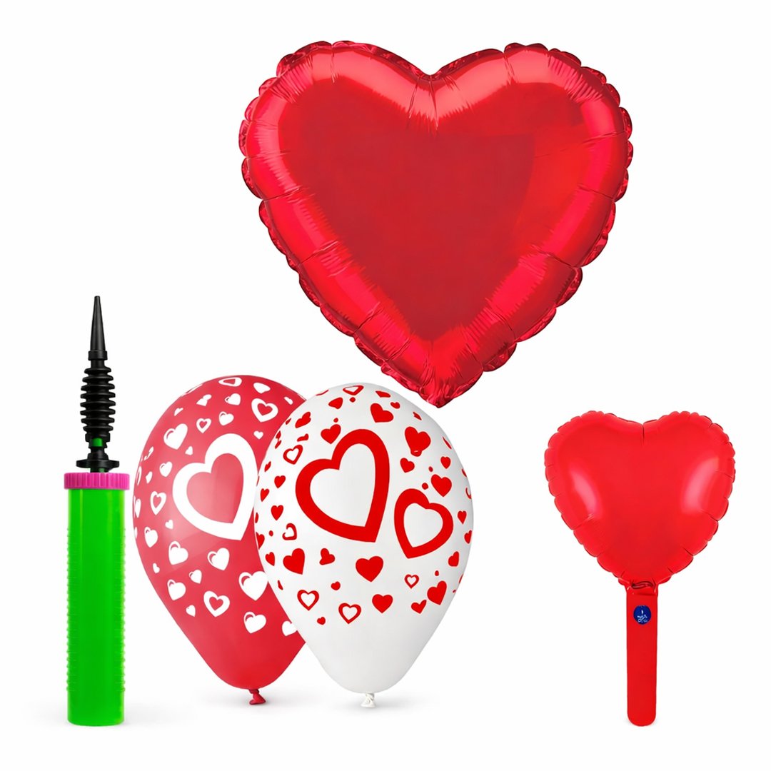 Red Hearts Air Fill Valentine's Balloon Kit