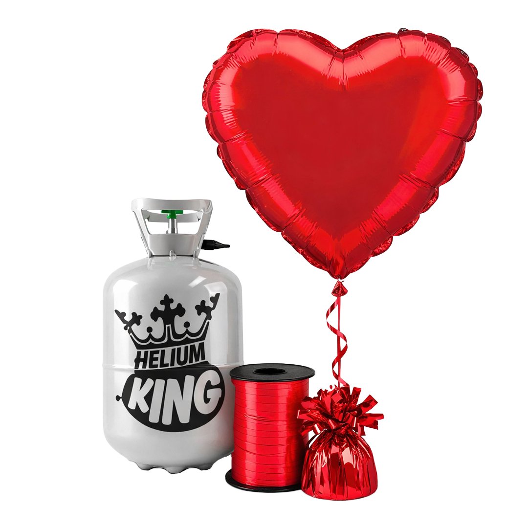 Red Hearts Valentine's Balloons with Helium Package