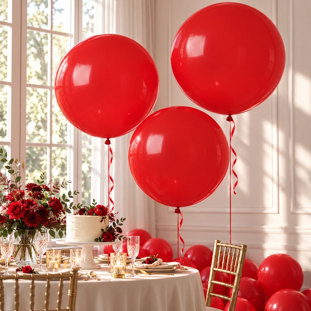 Red Jumbo Latex Balloon 79cm / 31 in - Single View 2