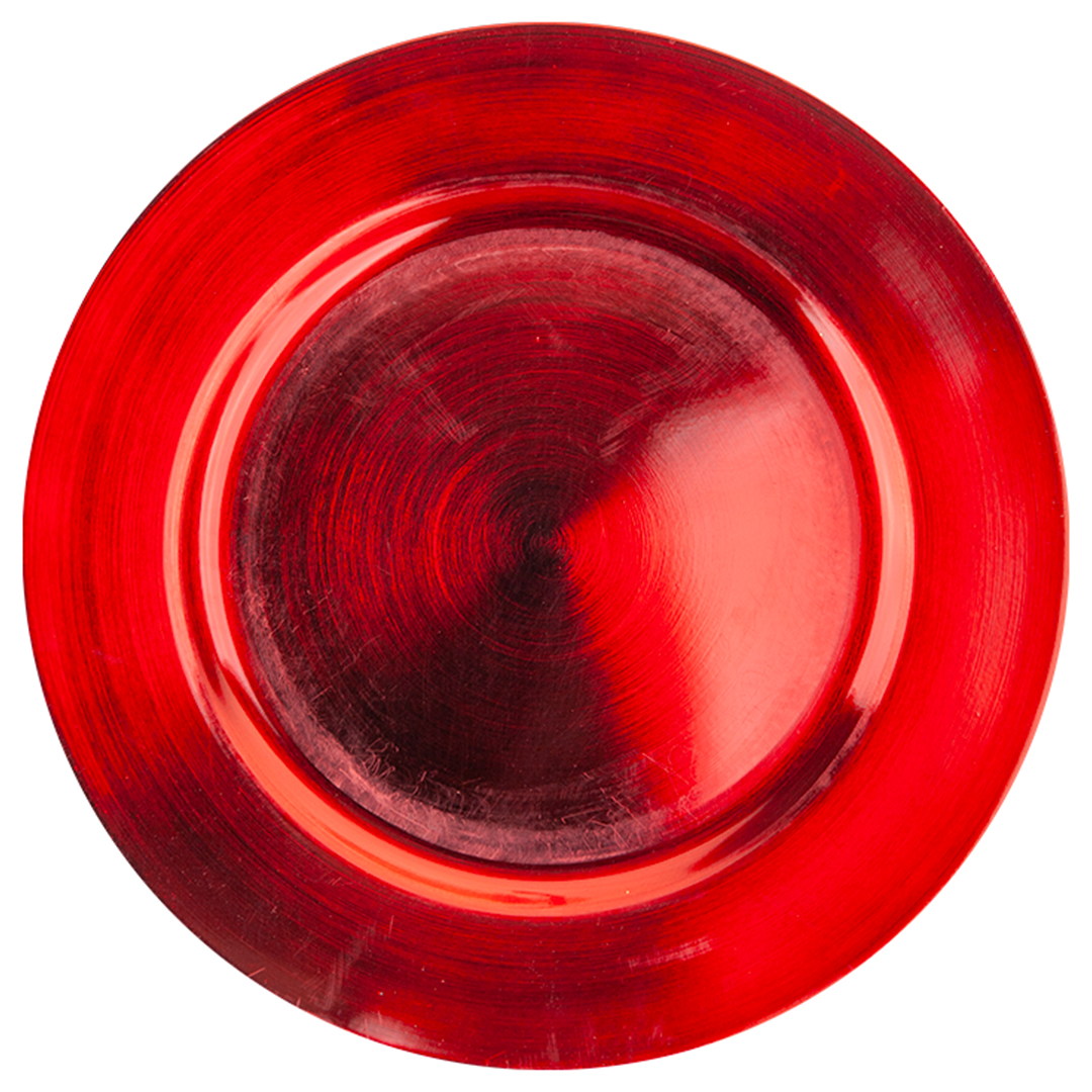 Red Lacquer Finish Reusable Round Charger Plate 33cm