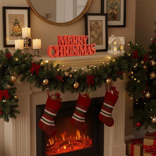 Red Merry Christmas Glitter Sign Decoration Table Centrepiece 32cm
