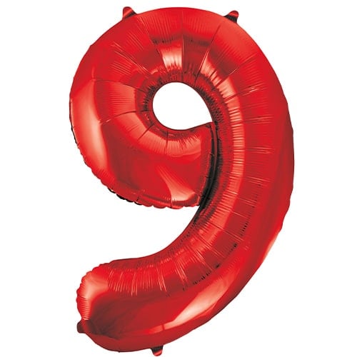 Red Number 9 Helium Foil Giant Balloon 86cm / 34 in Product Image